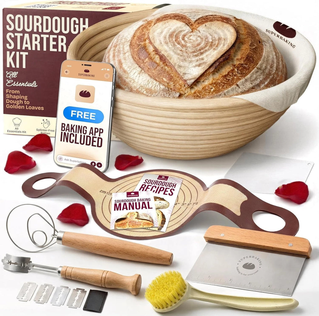 9" Rattan Proofing Basket Set with Silicone Sling for Sourdough Lovers