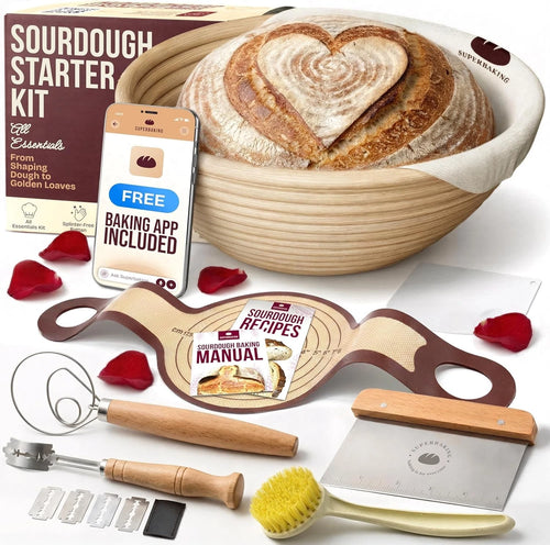 9" Rattan Proofing Basket Set with Silicone Sling for Sourdough Lovers